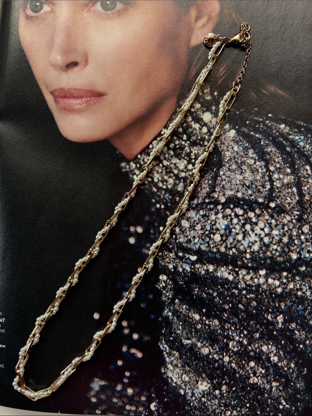 J.crew Elegant Gold-Tone with pearl Twisted Chain Necklace